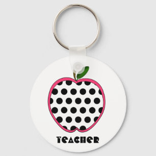 Polka Dot Apple Teacher Key Ring