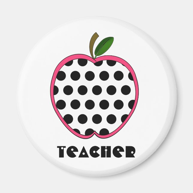 Polka Dot Apple Teacher Magnet (Front)