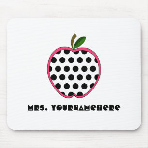 Polka Dot Apple Teacher Mouse Mat