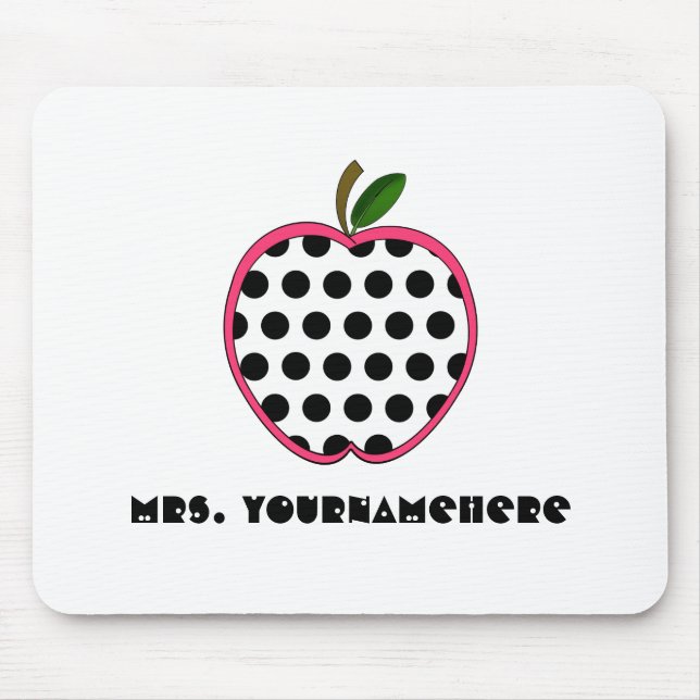 Polka Dot Apple Teacher Mouse Mat (Front)