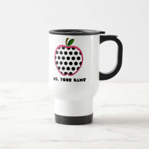Polka Dot Apple Teacher Travel Mug