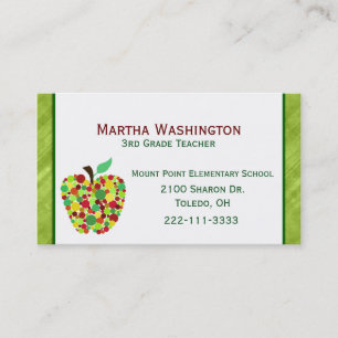 Polka Dot Apple Teachers Business Card