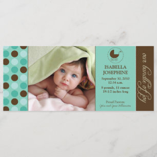 Polka Dot Baby Birth Announcement (aqua blue)
