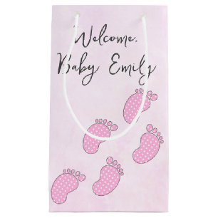 Polka Dot Baby Footprints Small Gift Bag
