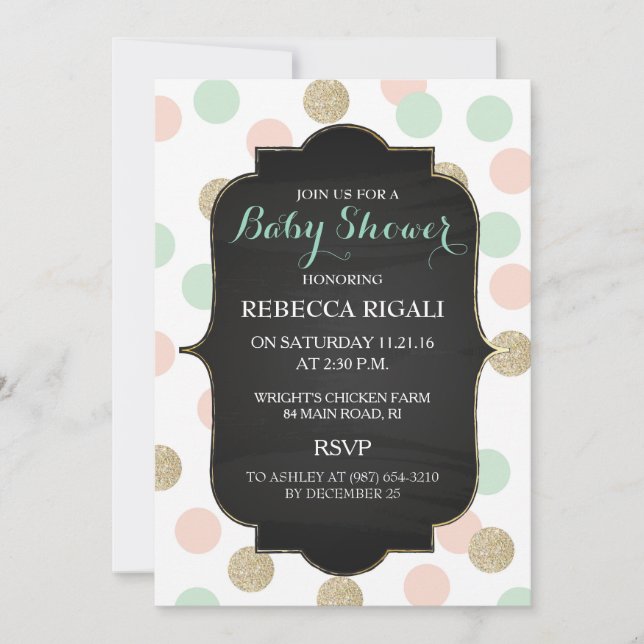 Polka Dot Baby Shower ~ Gender Neutral Invitation (Front)