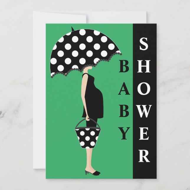 Polka Dot Baby Shower Invitations {Green} (Front)