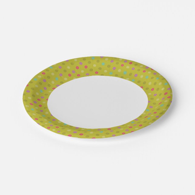 Polka-dot background pattern paper plate (Angled)