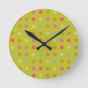Polka-dot background pattern round clock