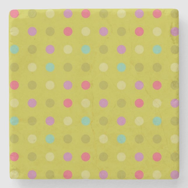 Polka-dot background pattern stone coaster (Front)