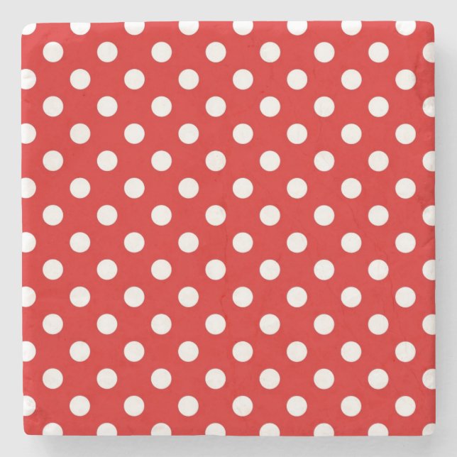 Polka dot background stone coaster (Front)