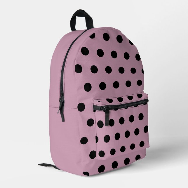 Polka Dot Backpack (Pink & Black) (Back Corner Left)
