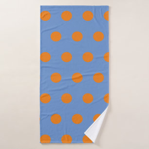 Polka Dot Bath Towel (Denim Blue & Orange)