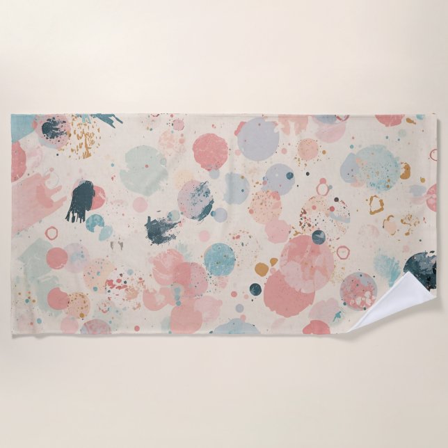 Polka Dot Beach Towel – Colourful Summer Design (Front)