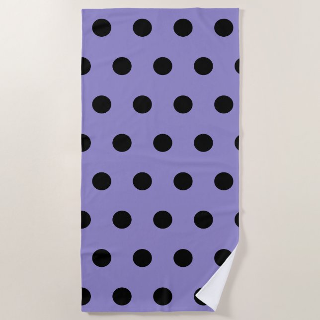 Polka Dot Beach Towel (Lavender & Black) (Front)