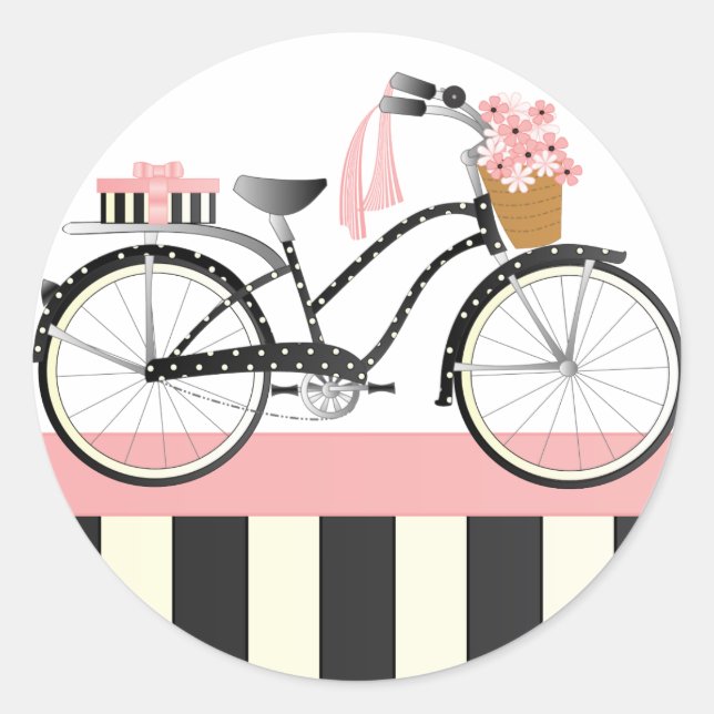 Polka Dot Bicycle Classic Round Sticker (Front)