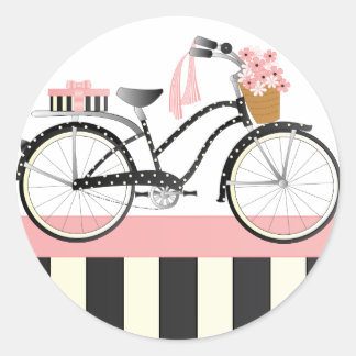 Polka Dot Bicycle Classic Round Sticker