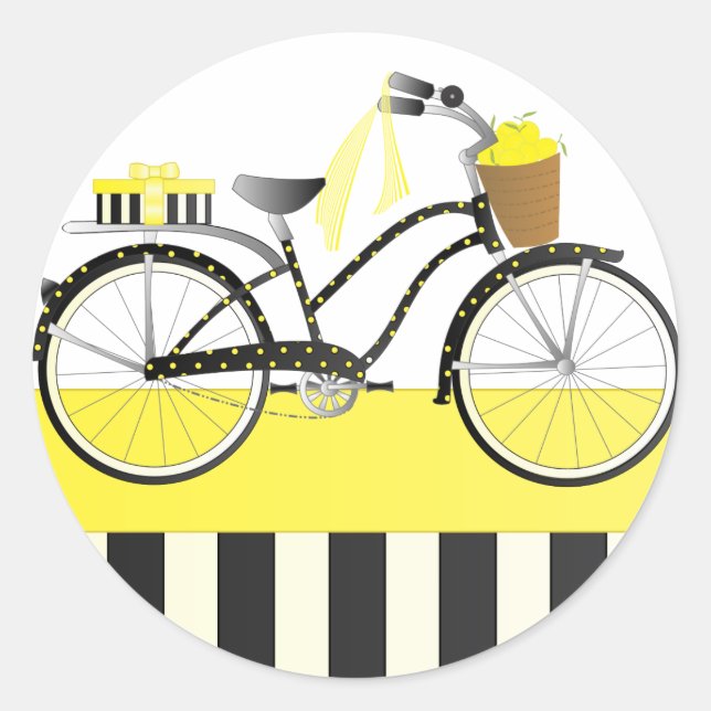 Polka Dot Bicycle Classic Round Sticker (Front)