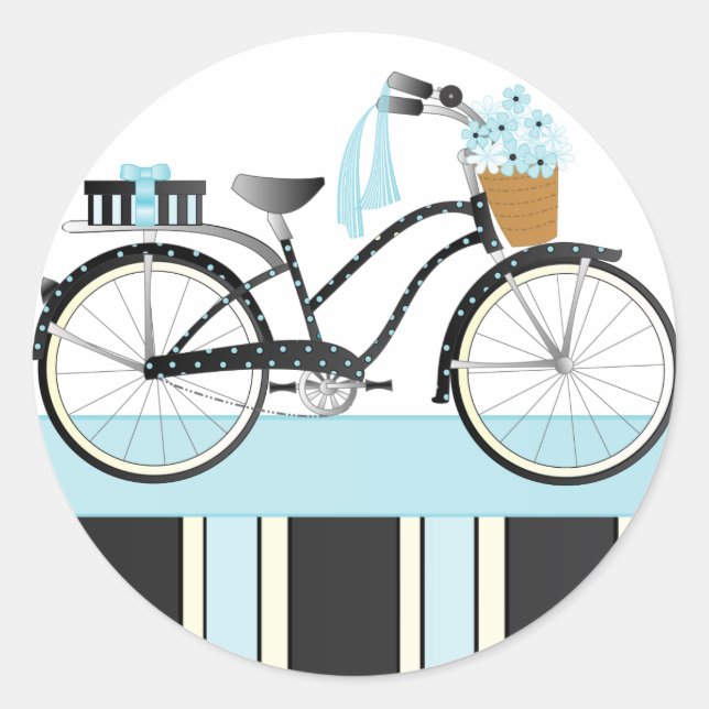 Polka Dot Bicycle Classic Round Sticker (Front)