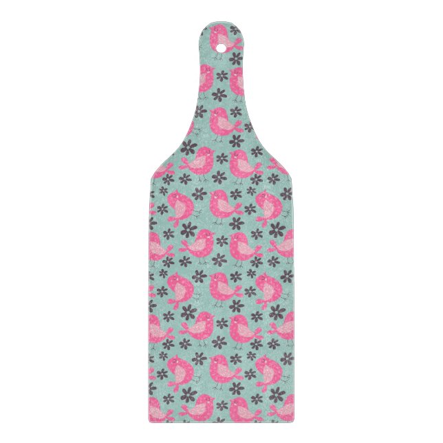 Polka Dot Birds and Flowers Cutting Board (Front)