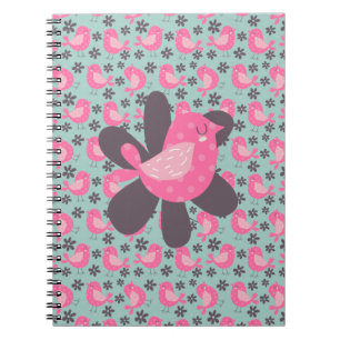 Polka Dot Birds and Flowers Notebook