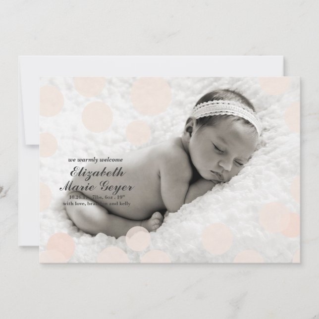 Polka Dot Birth Announcement // Confetti (Front)