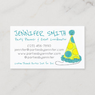 Polka Dot Birthday Bday Party Hat Event Planner Business Card