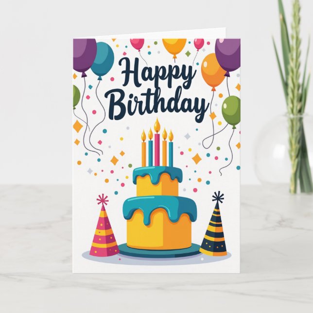Polka Dot Birthday Cake Card (Front)