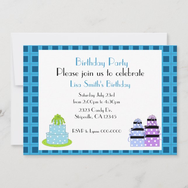 Polka Dot Birthday Cake Party Invitation (Front)