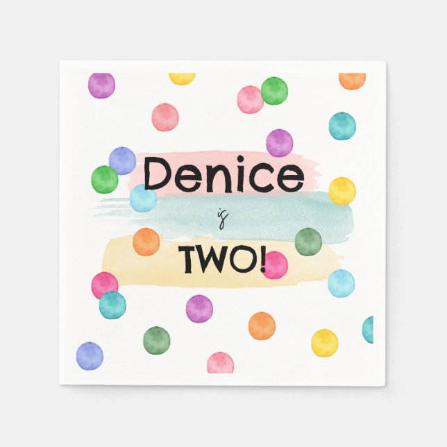 Polka Dot Birthday Party Invite Napkin (Front)