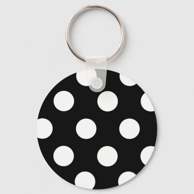 Polka Dot Black and White Key Ring (Front)