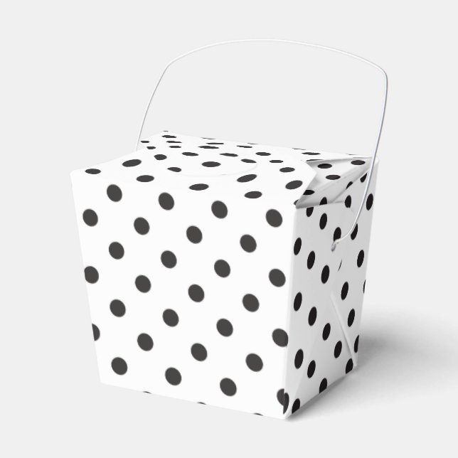 Polka Dot Black And White Wedding Party Favour Box (Front Side)