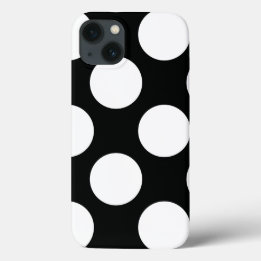 Polka Dot (Black & White) Any Size Customisable iPhone 13 Case