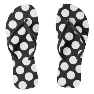 Polka Dot (Black & White) Any Size Customisable Flip Flops