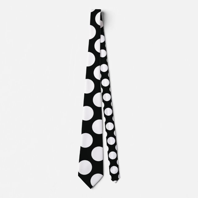 Polka Dot (Black & White) Any Size Customisable Tie (Front)