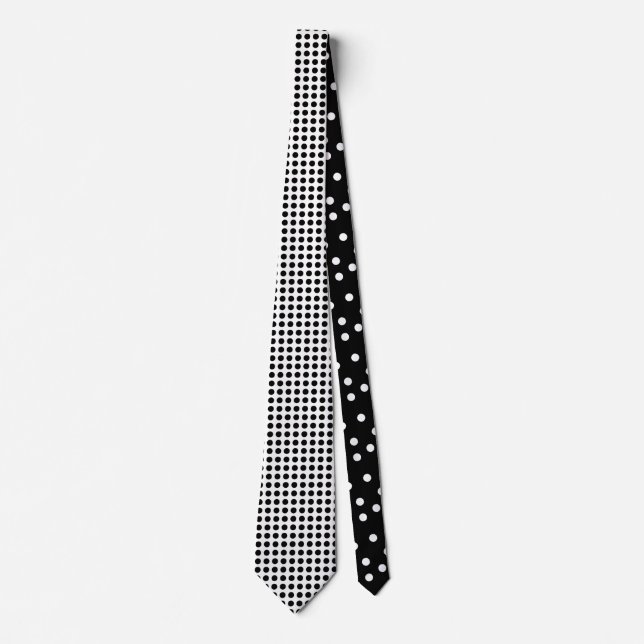 Polka dot Black & White Necktie (Front)