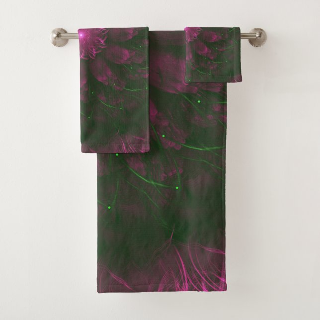 Polka Dot Bloom – Botanical Fractal Art Bath Towel Set (Insitu)
