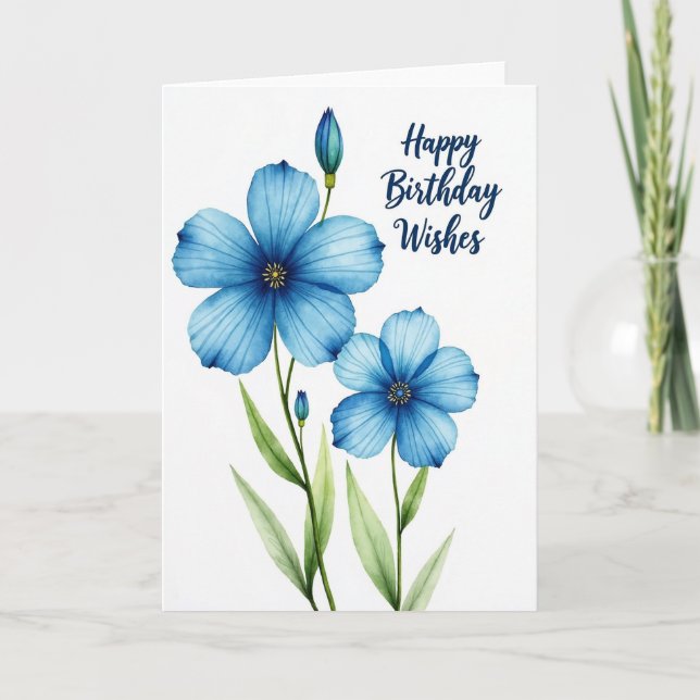 Polka Dot Blue Bloom Card (Front)