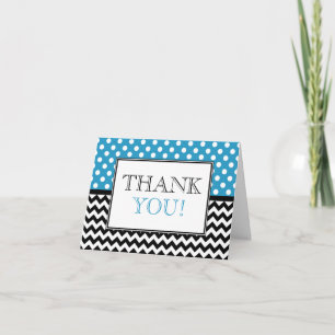 Polka Dot Blue & Chevron Thank You Card