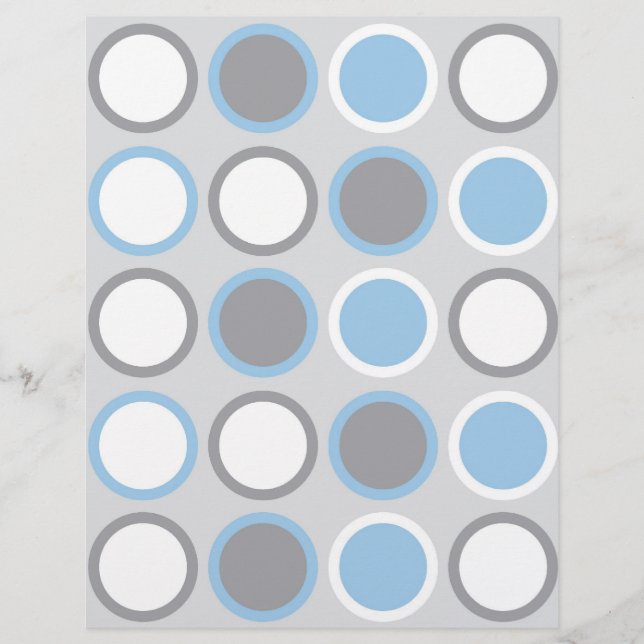 Polka Dot Blue Grey Baby Scrapbook Paper (Front)