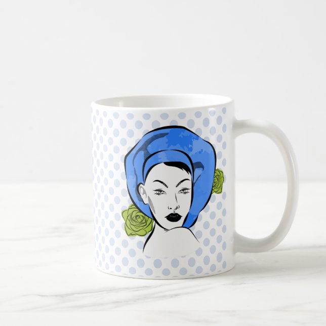 Polka Dot Blue Hat Coffee Mug (Right)