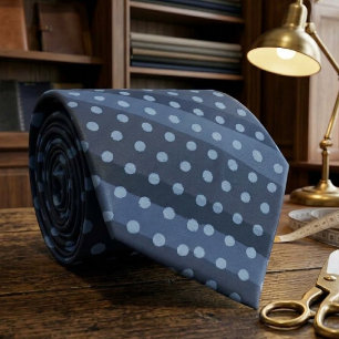 Polka Dot Blues And Diagonal Striped Repeat Design Tie