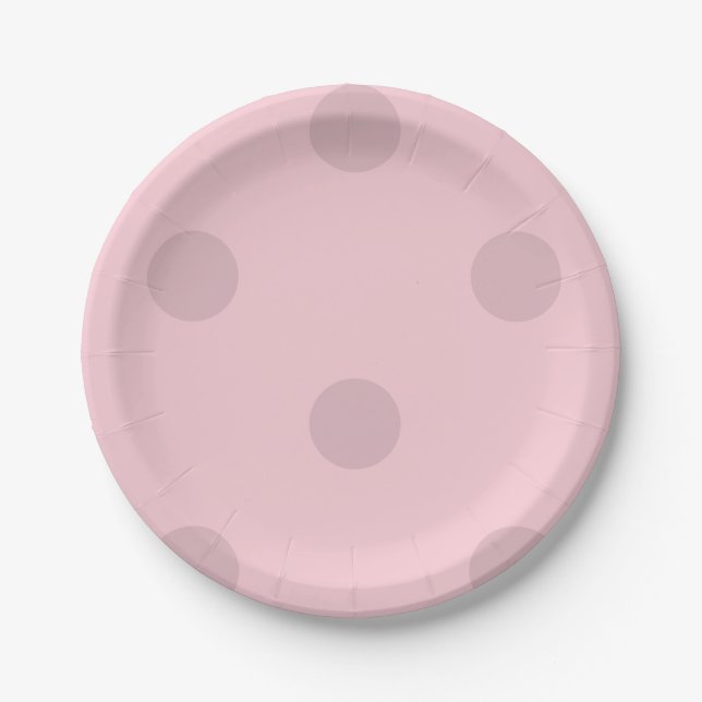Polka Dot Blush Pink Paper Plates (Front)