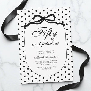 Polka Dot Bow Sixty and Fabulous 60th Birthday Invitation