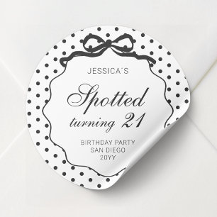 Polka Dot Bow Spotted Turning 21st Birthday Party Classic Round Sticker