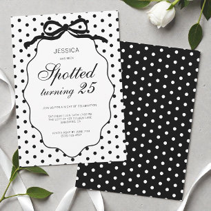 Polka Dot Bow Spotted Turning 25th Birthday Party Invitation