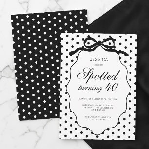 Polka Dot Bow Spotted Turning 40th Birthday Party Invitation