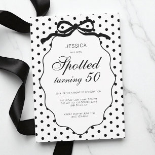 Polka Dot Bow Spotted Turning 50th Birthday Party Invitation