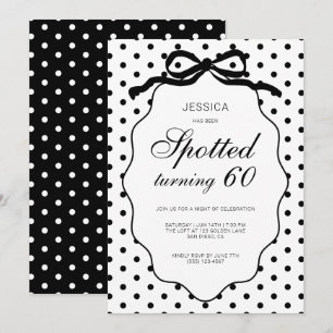 Polka Dot Bow Spotted Turning 60th Birthday Party Invitation