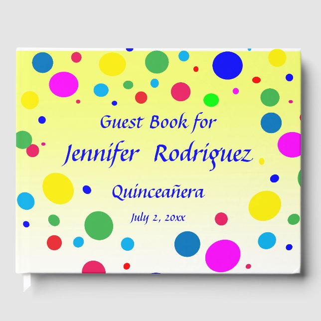 Polka Dot Bubble Balloon Quinceañera Guest Book (Front)