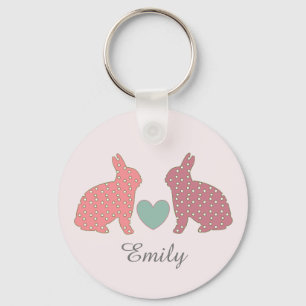 Polka Dot Bunnies Key Ring